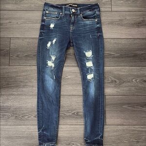 Express Jeans- Distressed Blue Jeggings